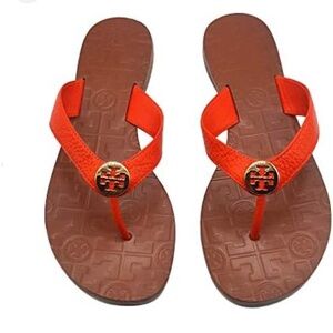 Tory Burch leather flip orange flops sandals